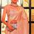 Kimisha women's peach silk blend kanjeevaram saree with unstitched blouse piece