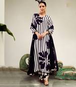 Summer sorbet black big flower stripe digital printed kurta set