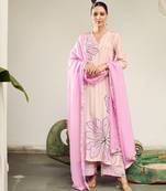 Summer sorbet lilac big flower stripe digital printed kurta set