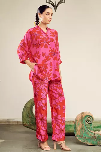 Summer sorbet green floral digital printed co-ord set