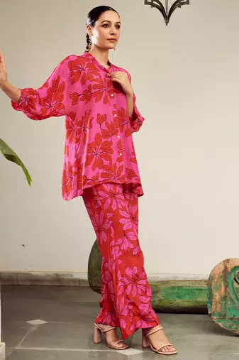 Summer sorbet green floral digital printed co-ord set