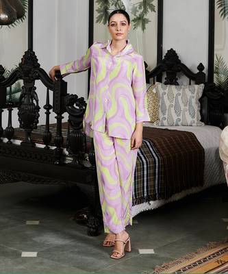 Summer sorbet nude abstract digital printed co-ord set 1