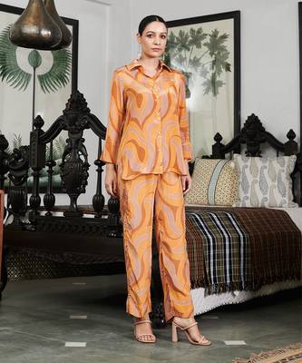Summer sorbet peach abstract digital printed co-ord set 1