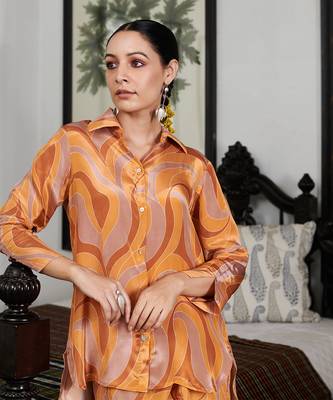 Summer sorbet peach abstract digital printed co-ord set 2