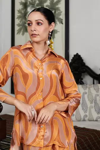 Summer sorbet peach abstract digital printed co-ord set