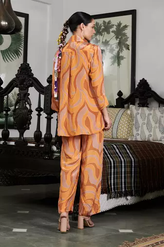 Summer sorbet peach abstract digital printed co-ord set
