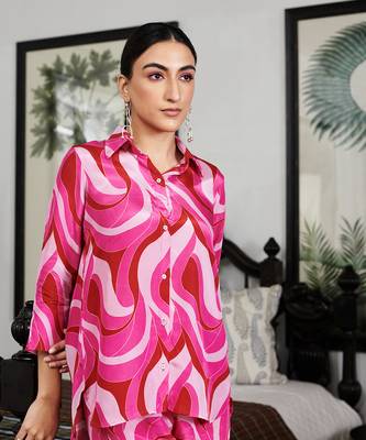 Summer sorbet fushia abstract digital printed co-ord set 2