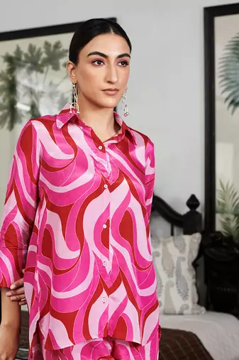 Summer sorbet fushia abstract digital printed co-ord set
