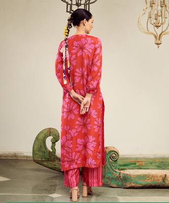 Summer sorbet hot pink digital printed kurta set 2