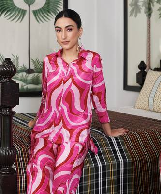 Summer sorbet fushia abstract digital printed co-ord set 3