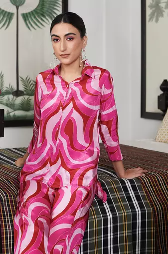 Summer sorbet fushia abstract digital printed co-ord set