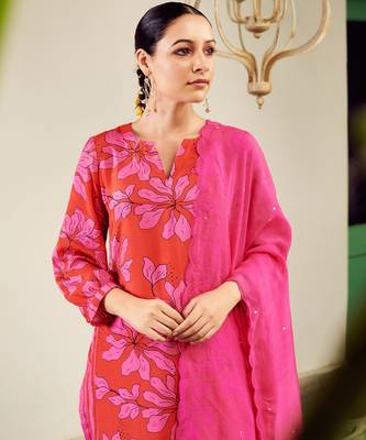 Summer sorbet hot pink digital printed kurta set 4