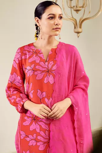 Summer sorbet hot pink digital printed kurta set