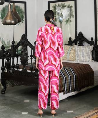 Summer sorbet fushia abstract digital printed co-ord set 4