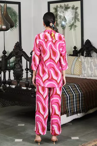 Summer sorbet fushia abstract digital printed co-ord set