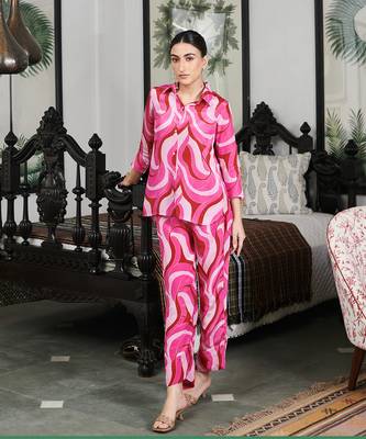 Summer sorbet fushia abstract digital printed co-ord set 5