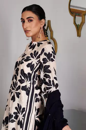 Summer sorbet black digital printed kurta set