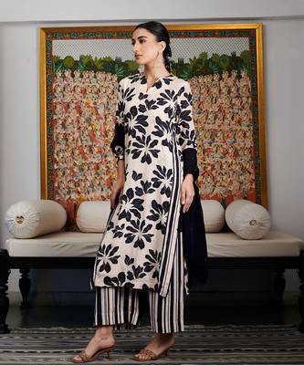 Summer sorbet black digital printed kurta set 4