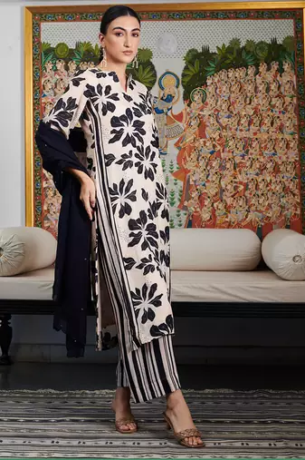 Summer sorbet black digital printed kurta set
