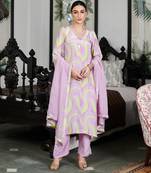 Summer sorbet lilac abstract digital printed kurta set