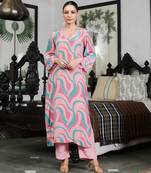 Summer sorbet mousse blush abstract digital printed kurta set