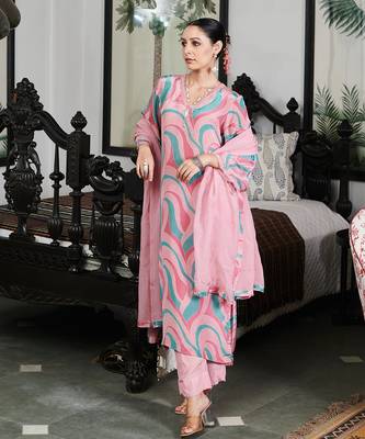 Summer sorbet mousse blush abstract digital printed kurta set 5