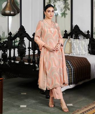 Summer sorbet fawn abstract digital printed kurta set 2