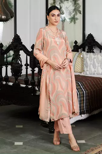 Summer sorbet fawn abstract digital printed kurta set