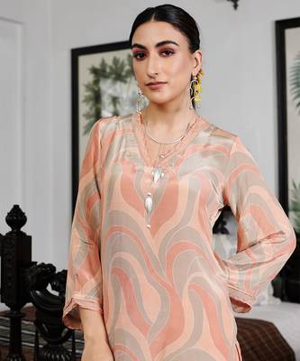Summer sorbet fawn abstract digital printed kurta set 3