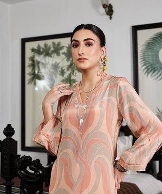 Summer sorbet fawn abstract digital printed kurta set 4