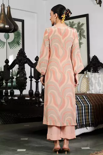 Summer sorbet fawn abstract digital printed kurta set