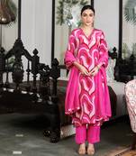 Summer sorbet fushia abstract digital printed kurta set