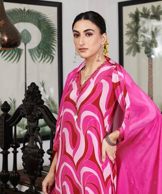 Summer sorbet fushia abstract digital printed kurta set 2