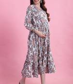 women's pure cotton jaipuri printed maternity gown with zipper for women