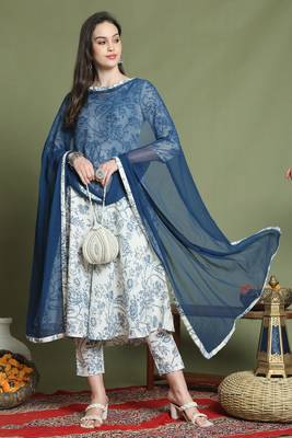 women's cotton floral printed kurta & pant with dupatta 1