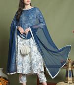 women's cotton floral printed kurta & pant with dupatta