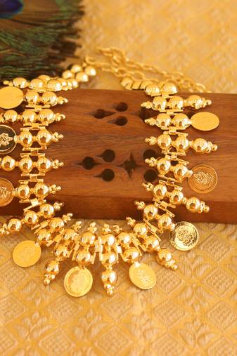Gold platted kasu coin necklace