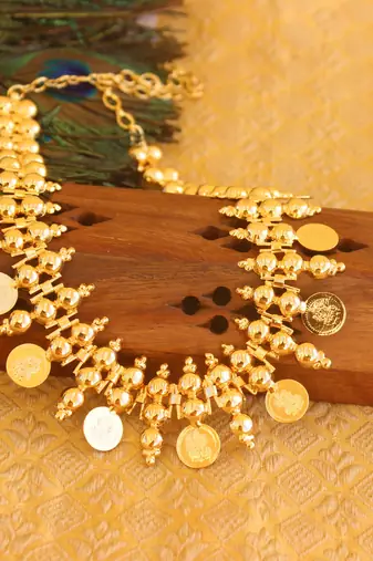 Gold platted kasu coin necklace