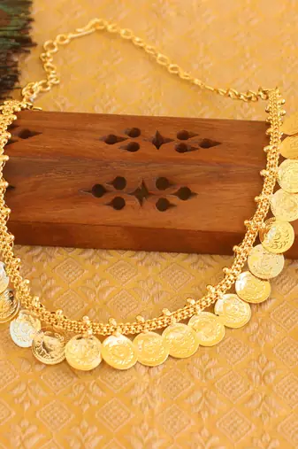 Gold platted kasu coin necklace