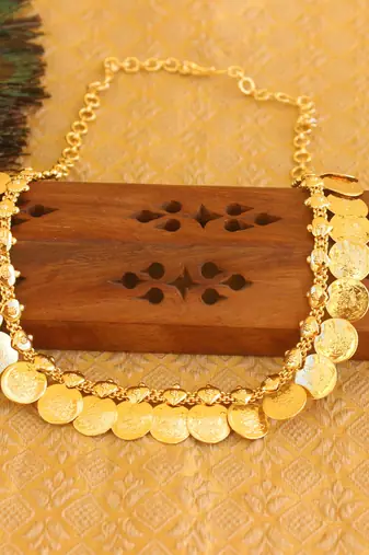 Gold platted kasu coin necklace