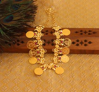 Gold platted kasu stone coin necklace 1