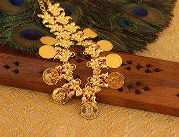 Gold platted kasu stone coin necklace 2