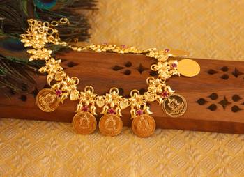 Gold platted kasu stone coin necklace 3