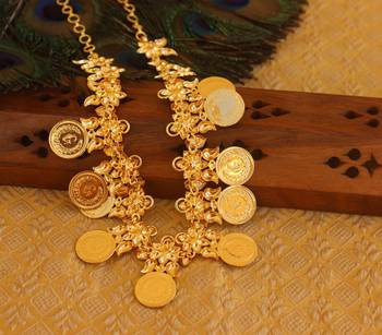 Gold platted kasu stone coin necklace 4