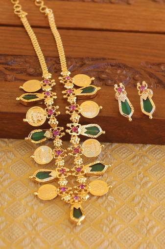 Kerala style nagapadam coin palakka necklace