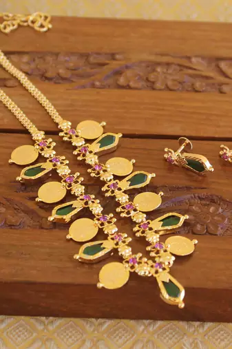 Kerala style nagapadam coin palakka necklace