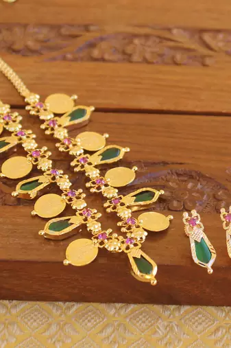 Kerala style nagapadam coin palakka necklace
