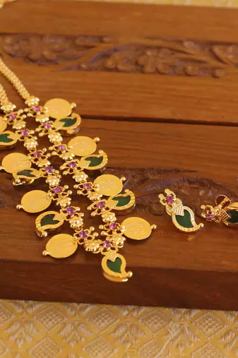 Kerala style mango coin palakka necklace