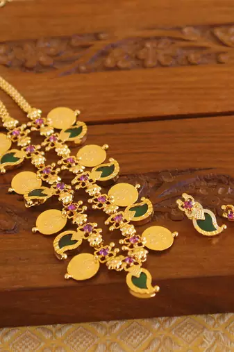 Kerala style mango coin palakka necklace