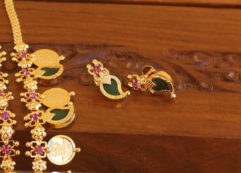 Kerala style mango coin palakka necklace 4